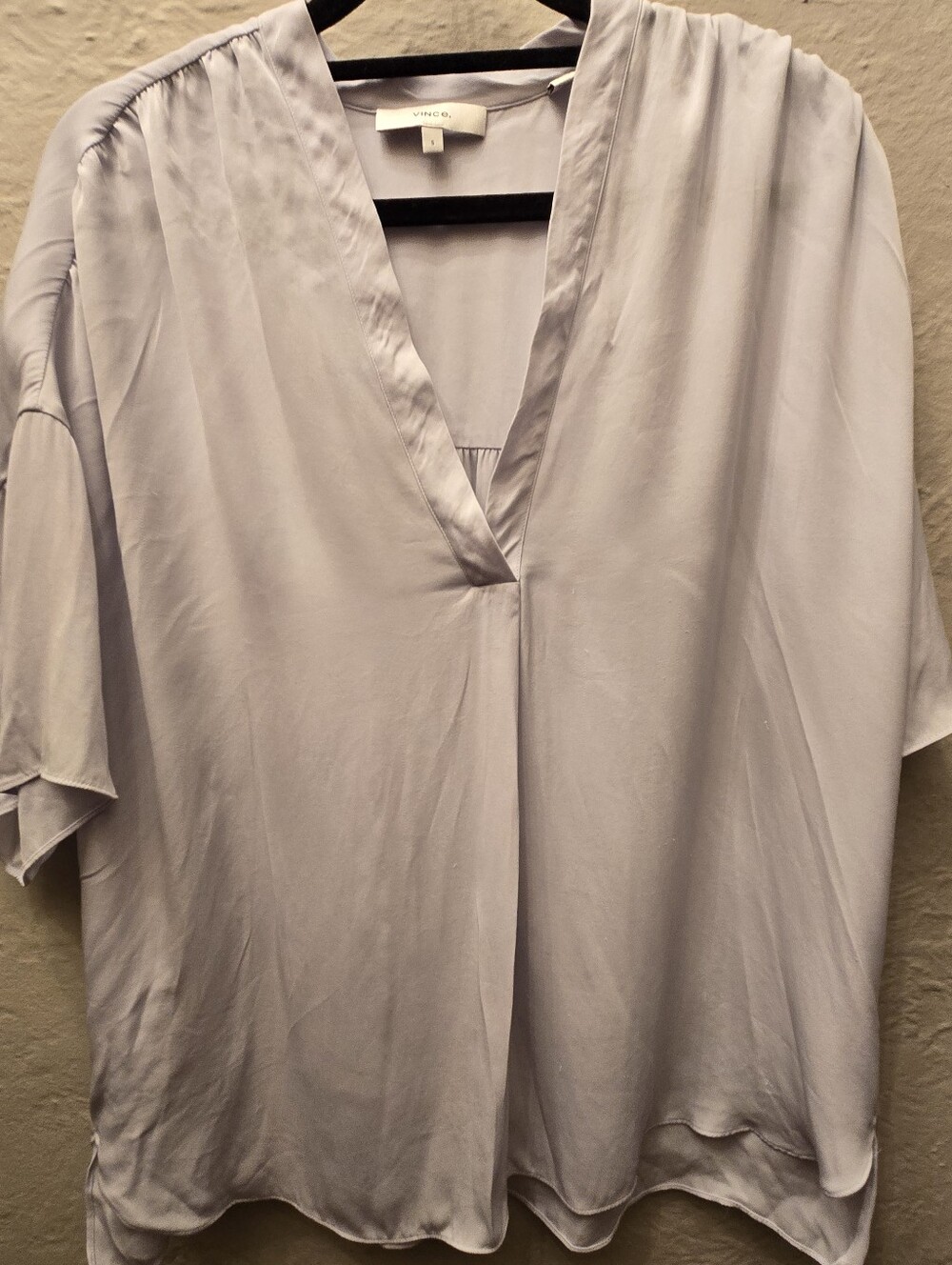 Vince Silk Oversized Minimalist Blouse Icy Gray Tunic Top S